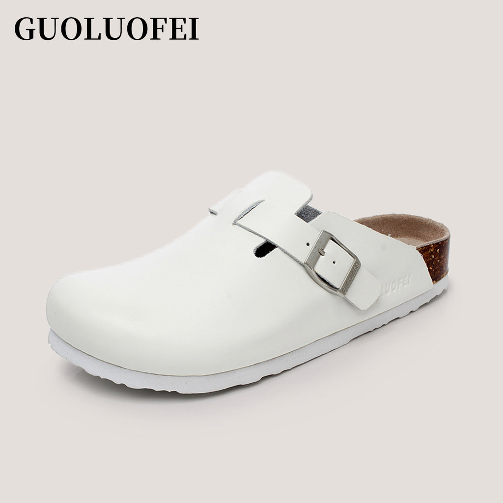 PU Leather Birken Mules Cork Footbed Potato Shoes Comfort Slip on Sandals with Arch Support Black White Brown With Arch Support