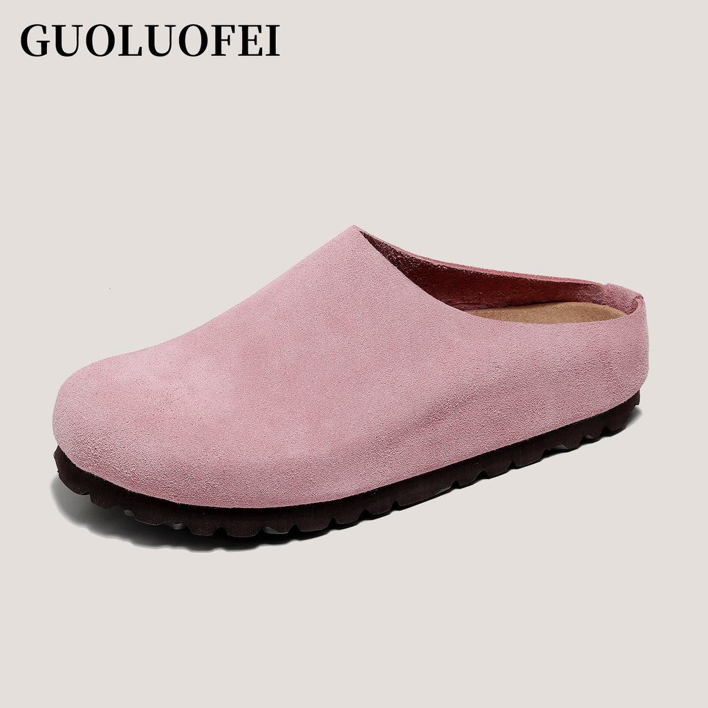 Anti Slip Leather Clogs Cork Footbed Sandals Comfort Mules with Arch Support Slip on Slippers Casual House Slippers