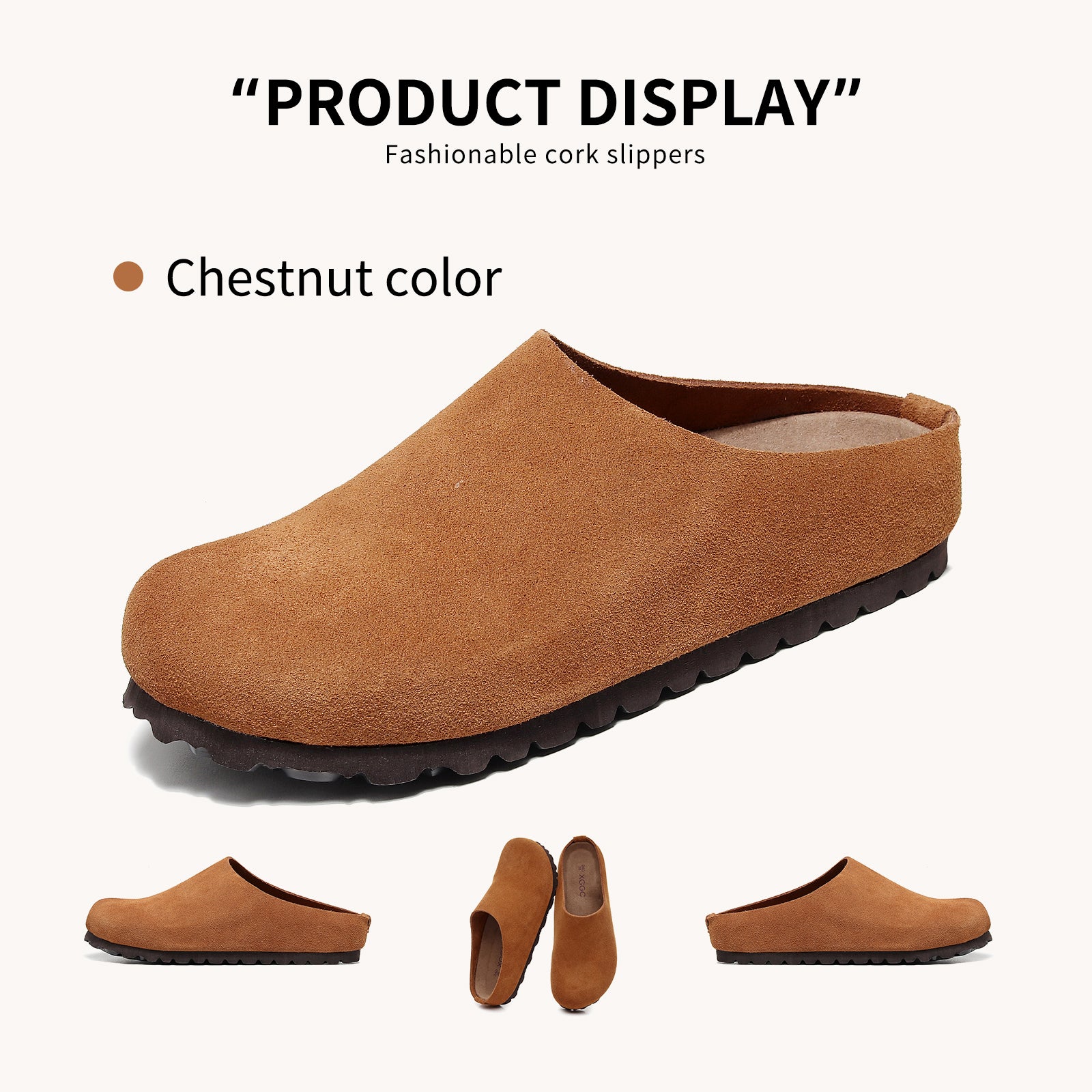 Anti Slip Leather Clogs Cork Footbed Sandals Comfort Mules with Arch Support Slip on Slippers Casual House Slippers