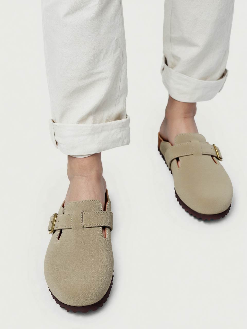 Men's Clogs Adjustable Buckle Slip On Cork Footbed Home Clog Slippers Shoes Unisex New