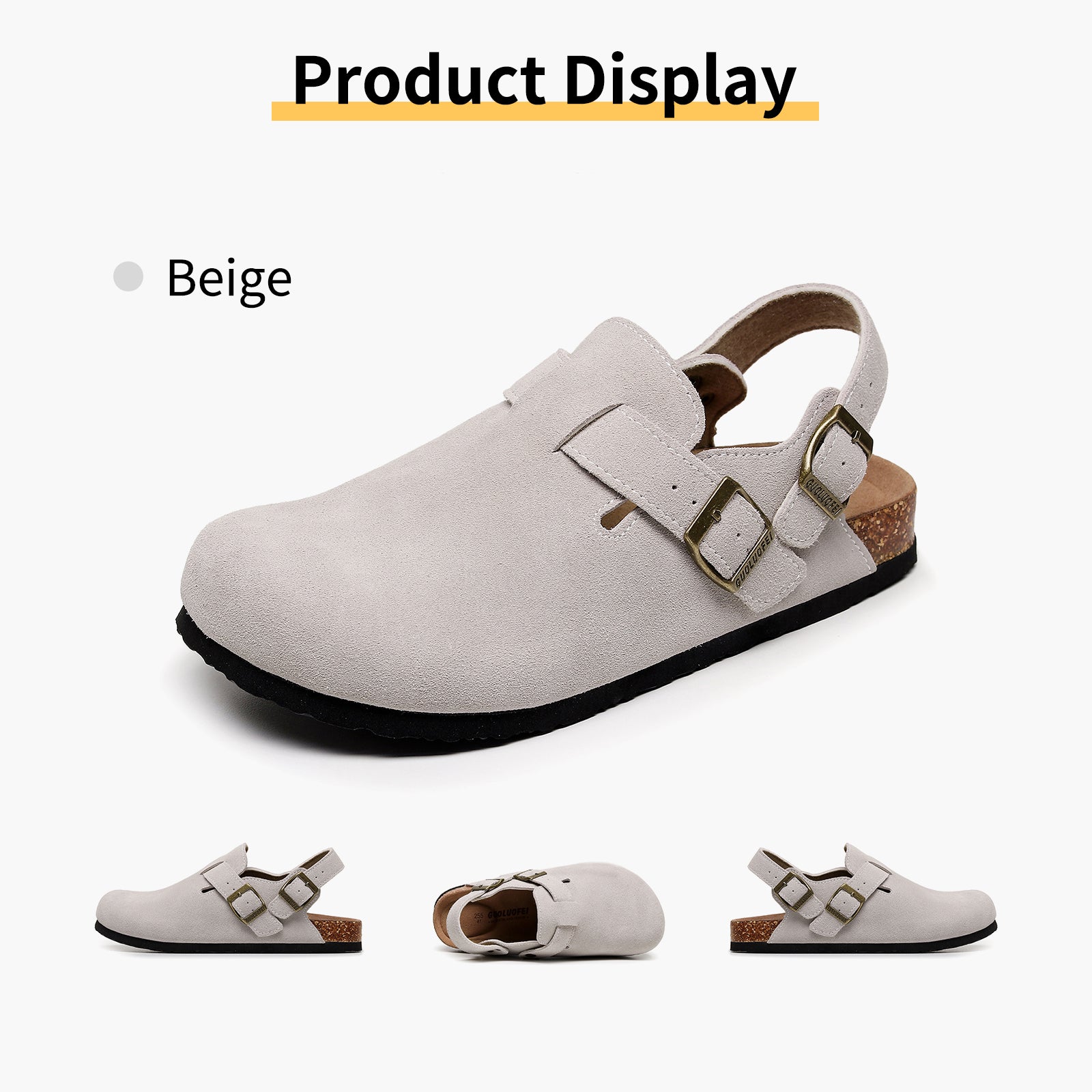 Women's Suede Clogs - Adjustable Slingback Clog Sandal with Buckle, Memory Foam, Wide Widths