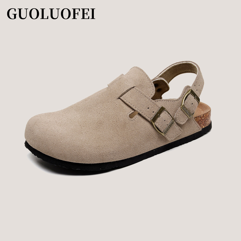 Women's Suede Clogs - Adjustable Slingback Clog Sandal with Buckle, Memory Foam, Wide Widths