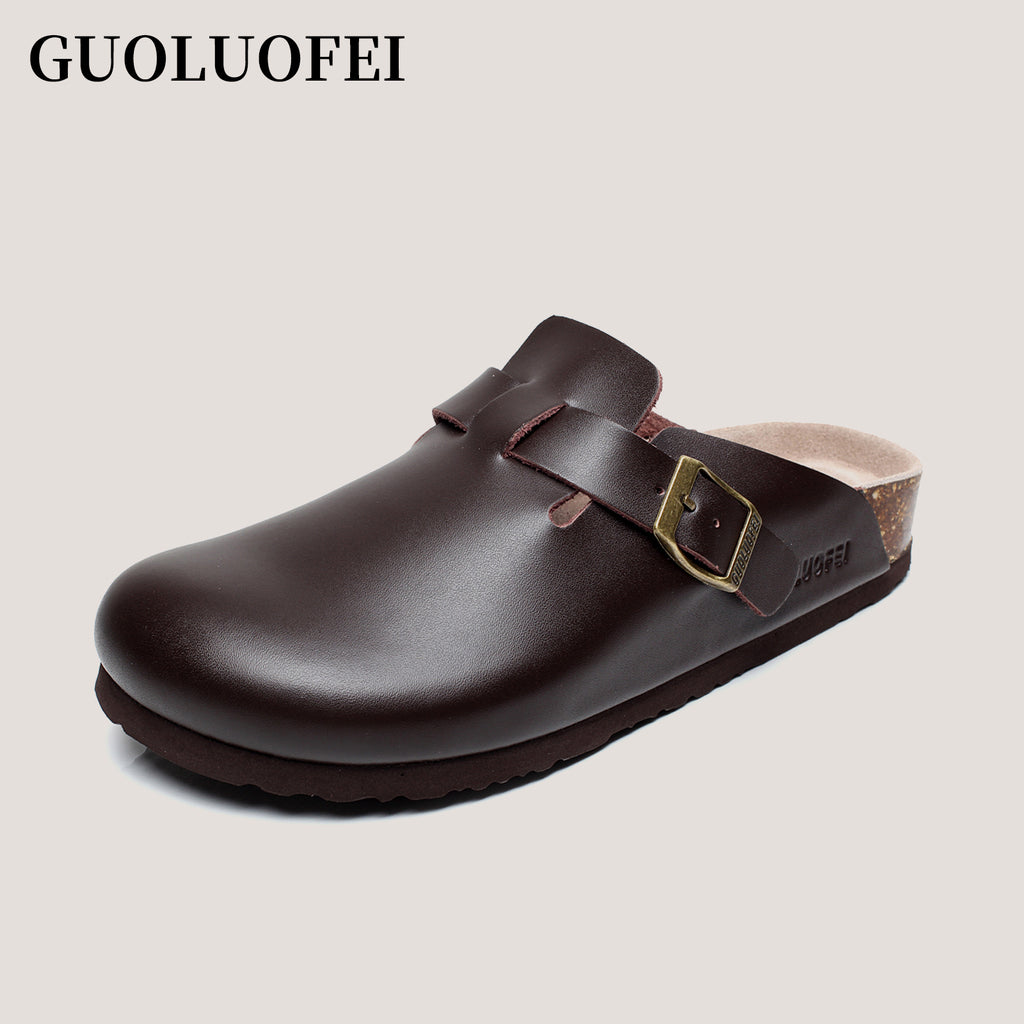 PU Leather Birken Mules Cork Footbed Potato Shoes Comfort Slip on Sandals with Arch Support Black White Brown With Arch Support