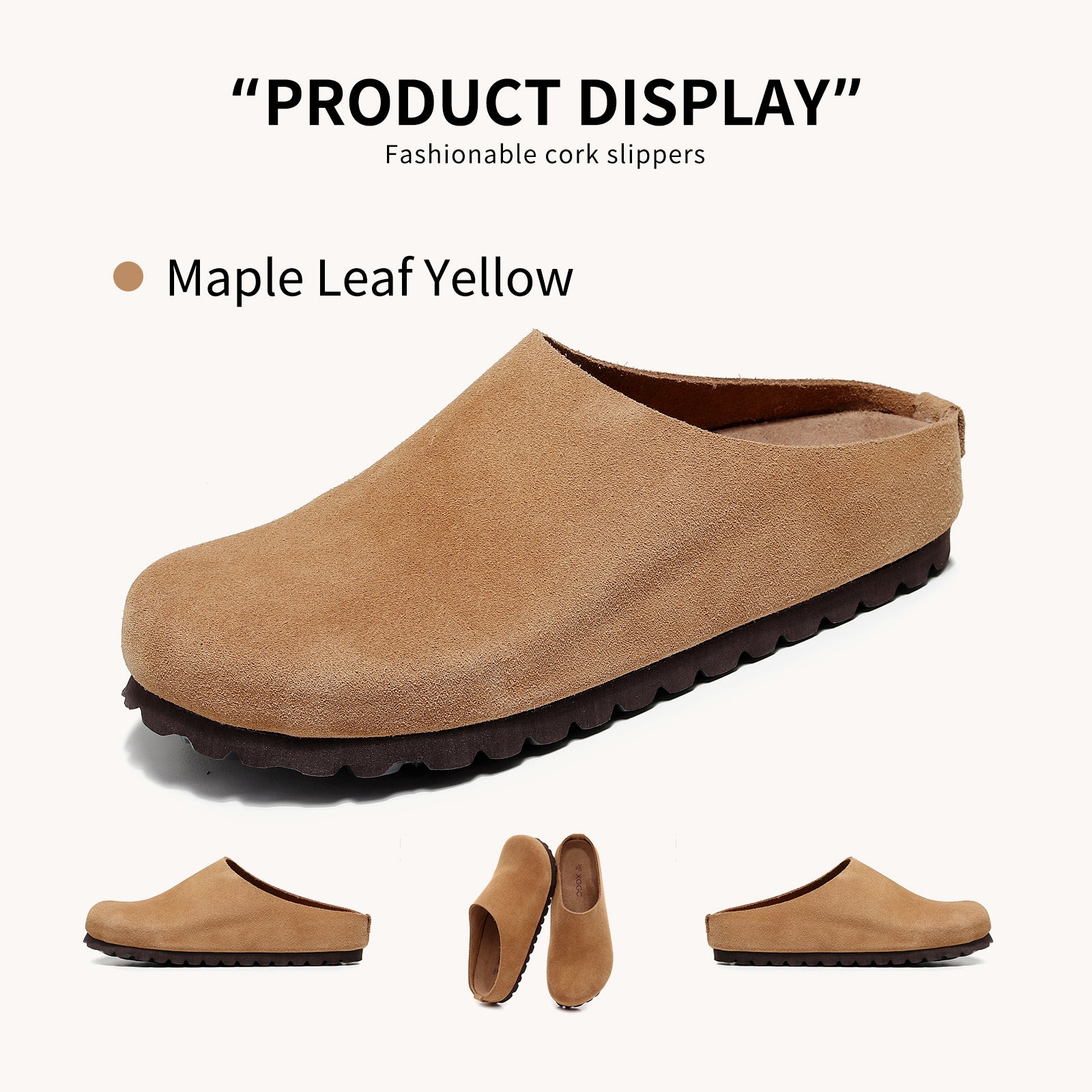 Anti Slip Leather Clogs Cork Footbed Sandals Comfort Mules with Arch Support Slip on Slippers Casual House Slippers