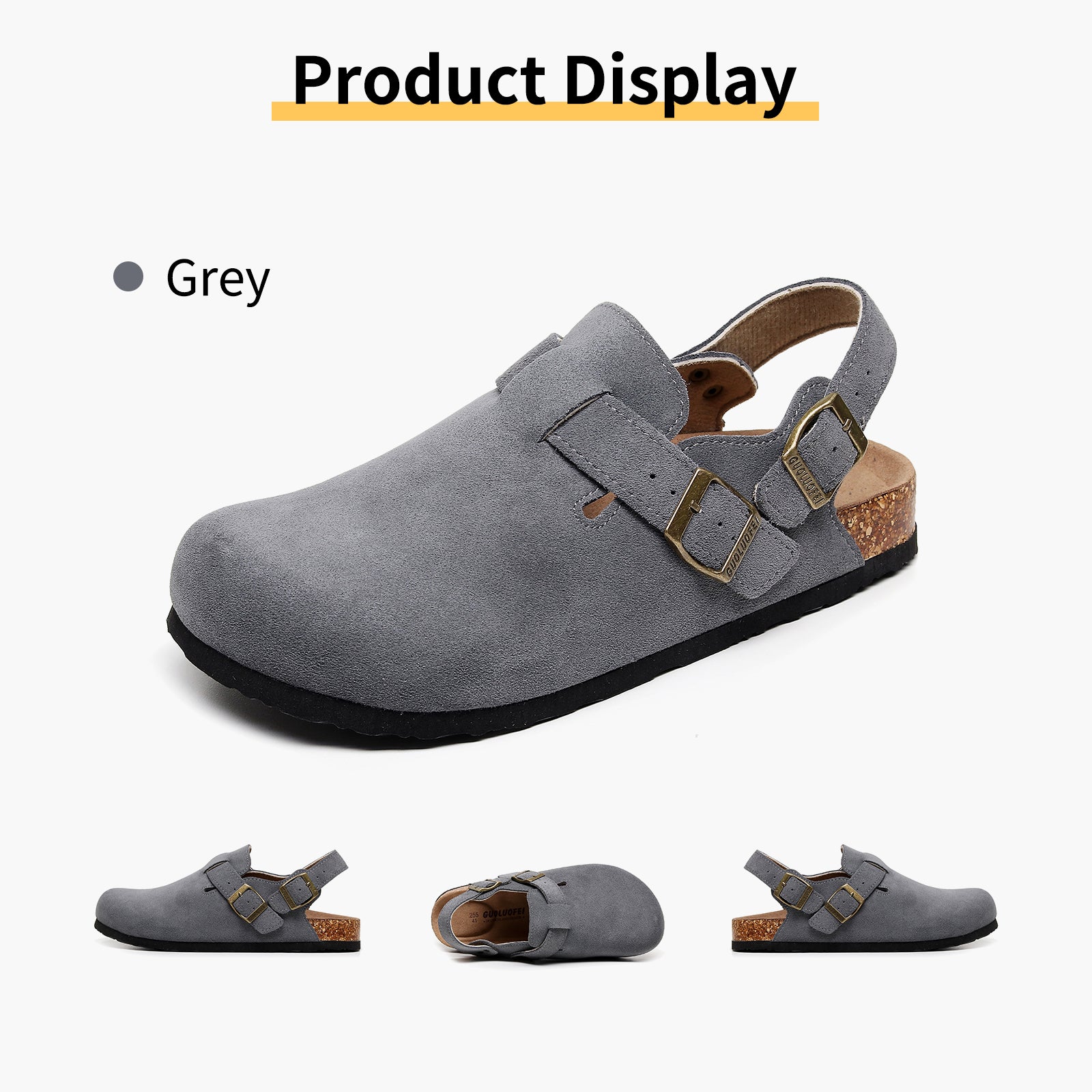 Women's Suede Clogs - Adjustable Slingback Clog Sandal with Buckle, Memory Foam, Wide Widths