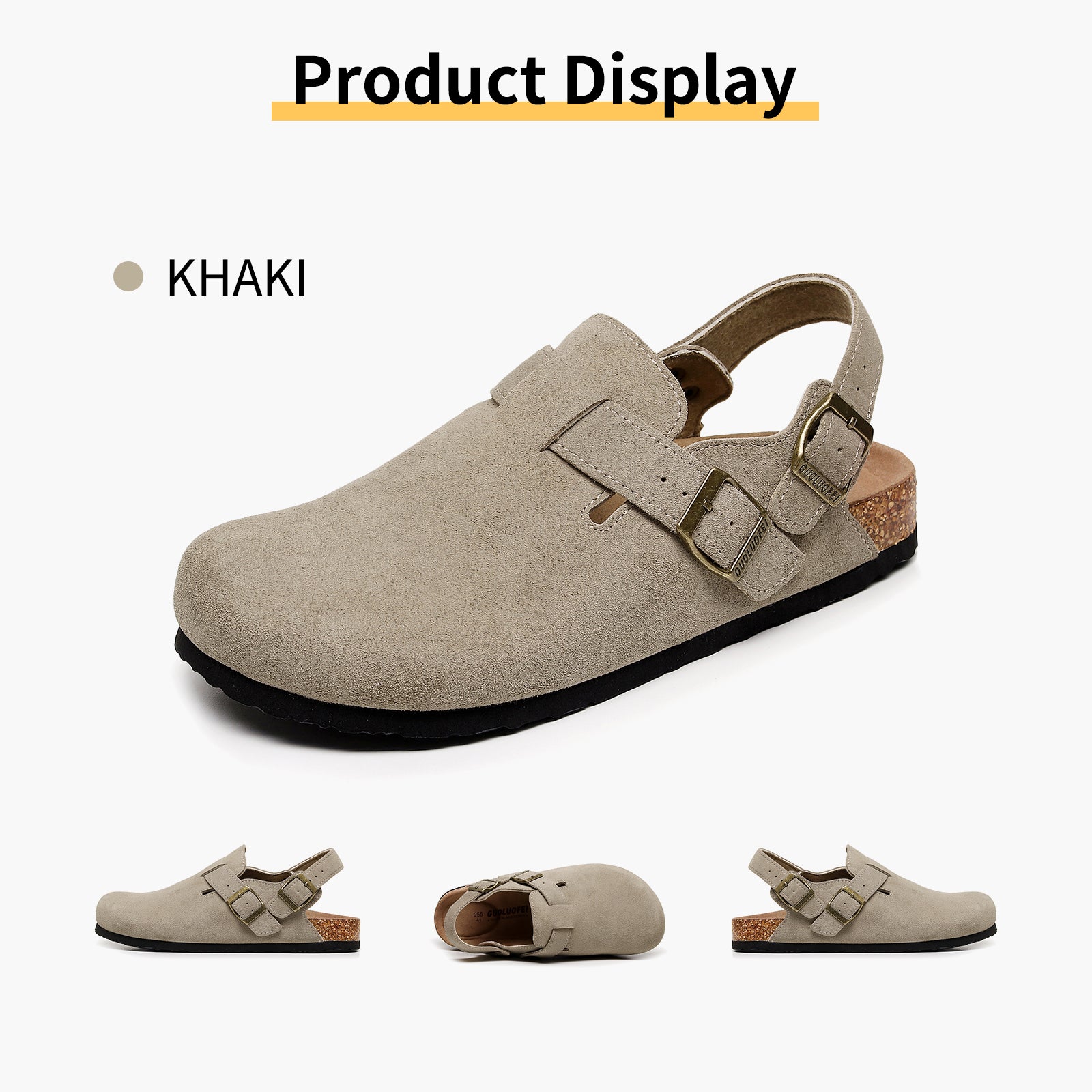 Women's Suede Clogs - Adjustable Slingback Clog Sandal with Buckle, Memory Foam, Wide Widths