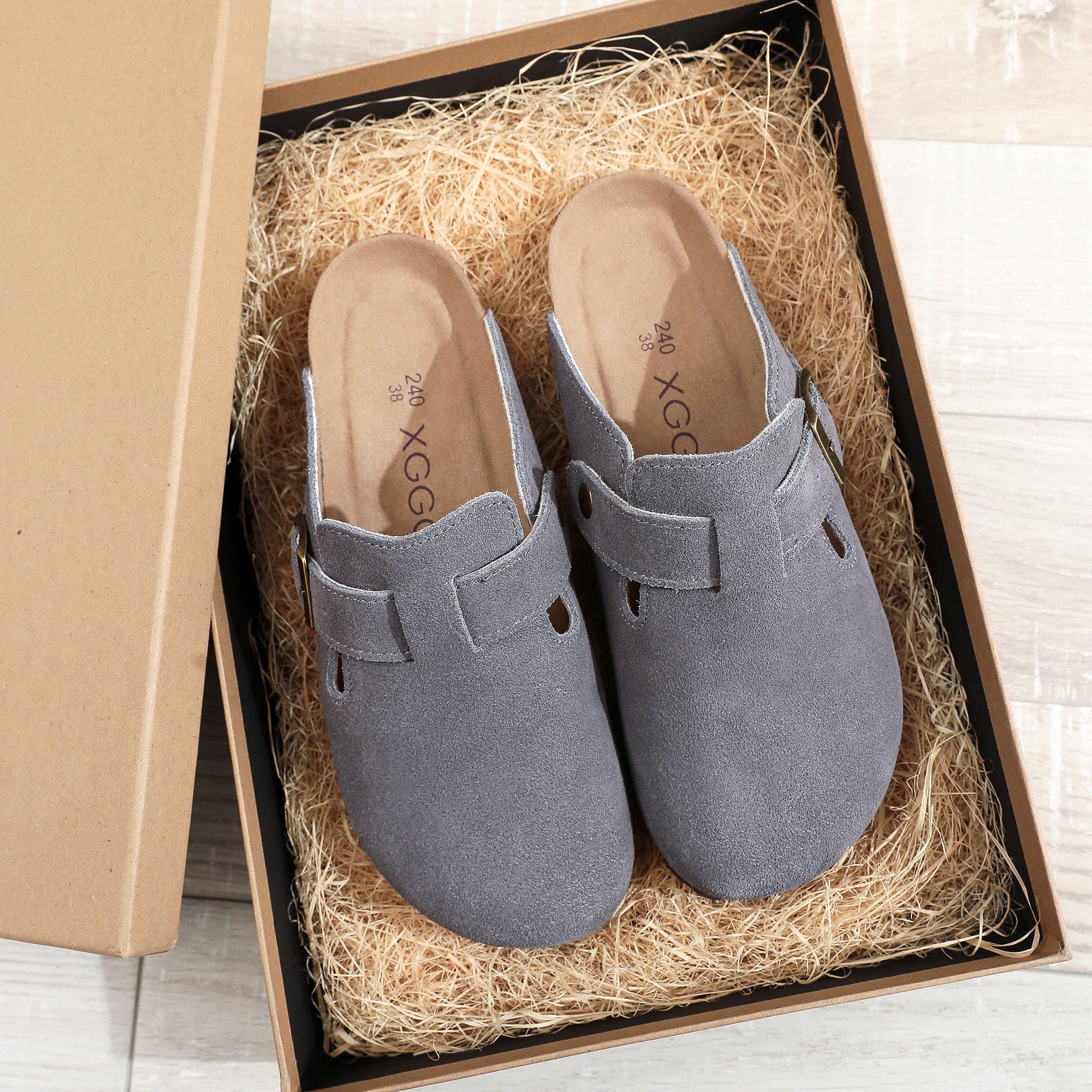 Men's Clogs Adjustable Buckle Slip On Cork Footbed Home Clog Slippers Shoes Unisex New