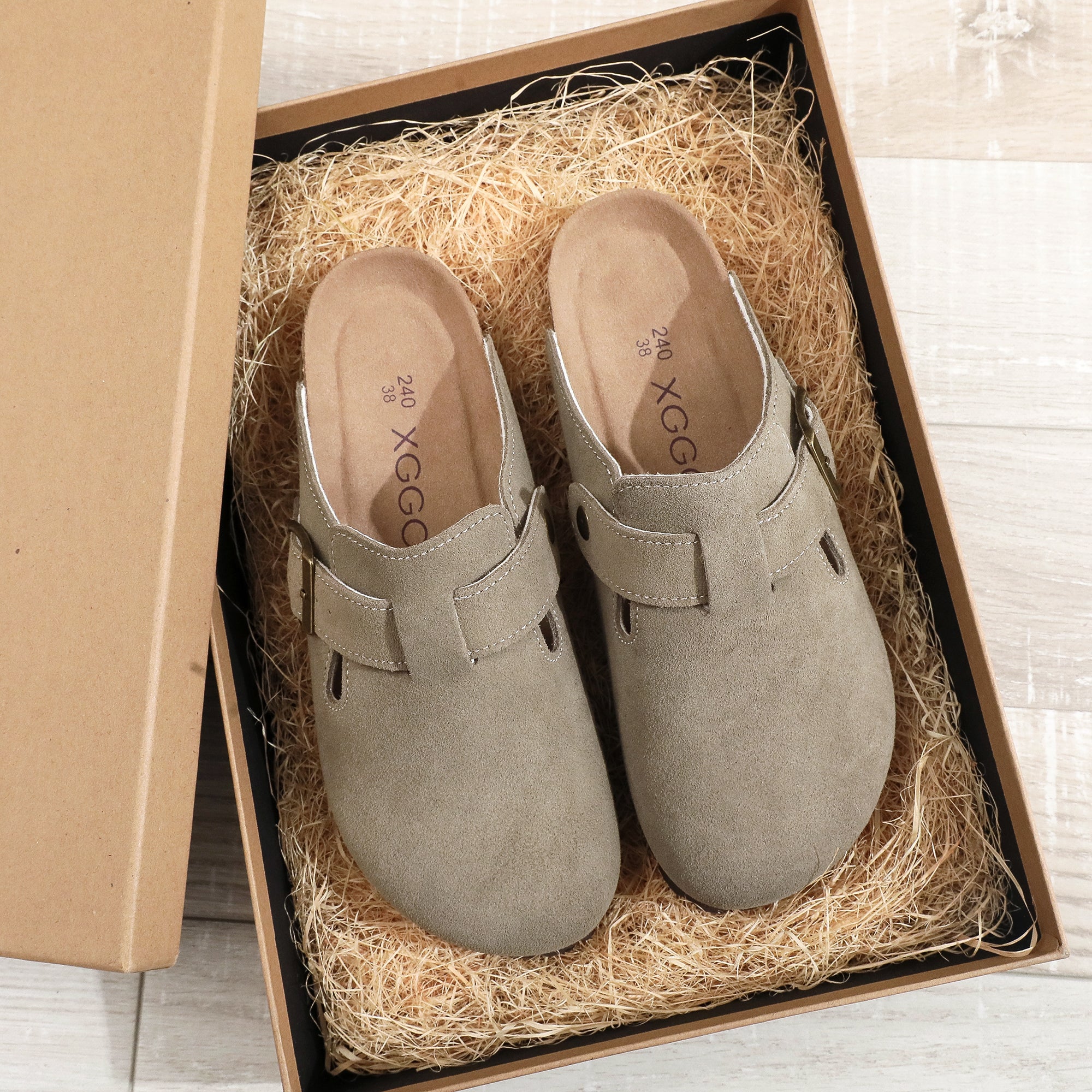 Men's Clogs Adjustable Buckle Slip On Cork Footbed Home Clog Slippers Shoes Unisex New