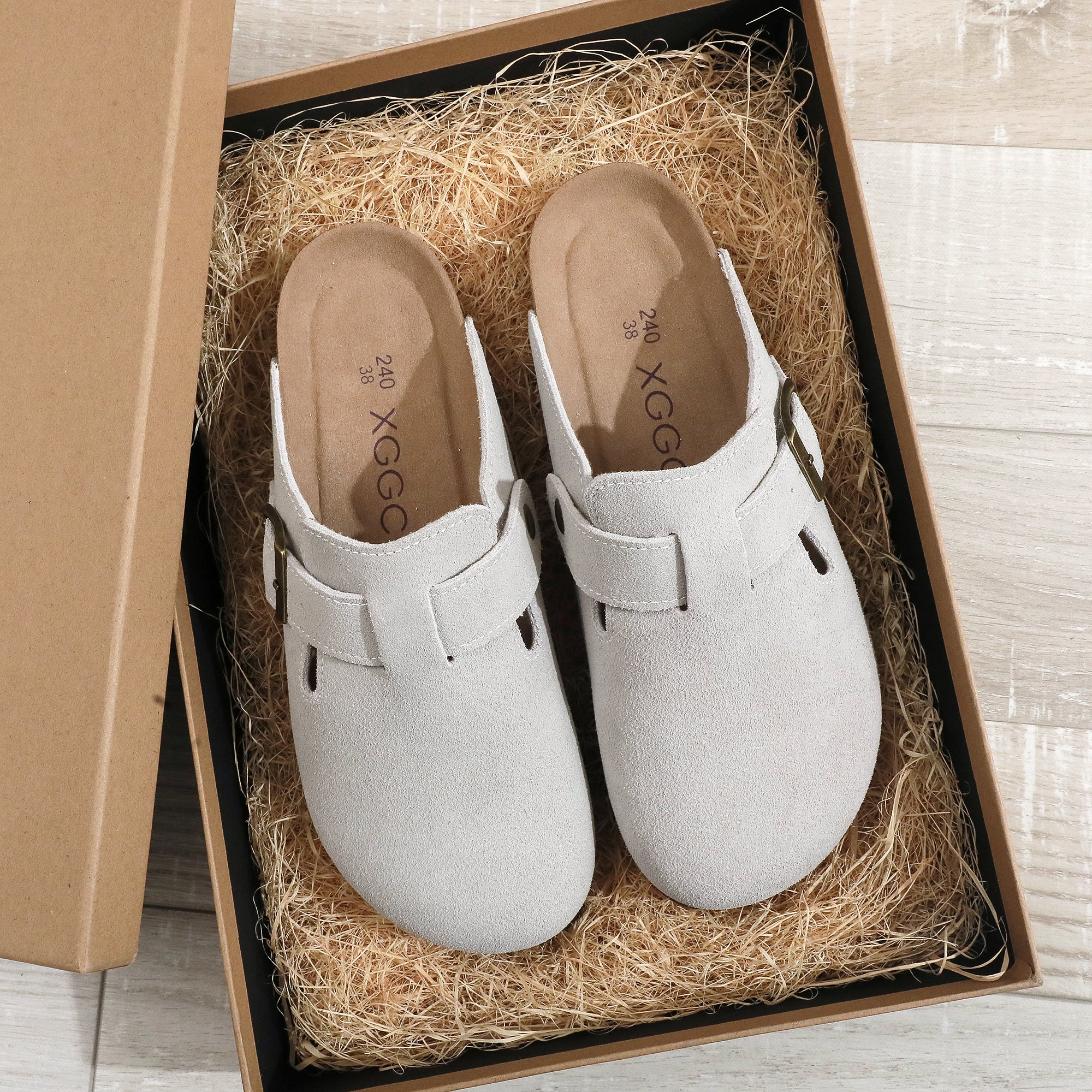 Men's Clogs Adjustable Buckle Slip On Cork Footbed Home Clog Slippers Shoes Unisex New