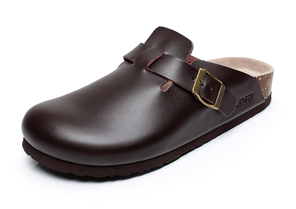 PU Leather Birken Mules Cork Footbed Potato Shoes Comfort Slip on Sandals with Arch Support Black White Brown With Arch Support