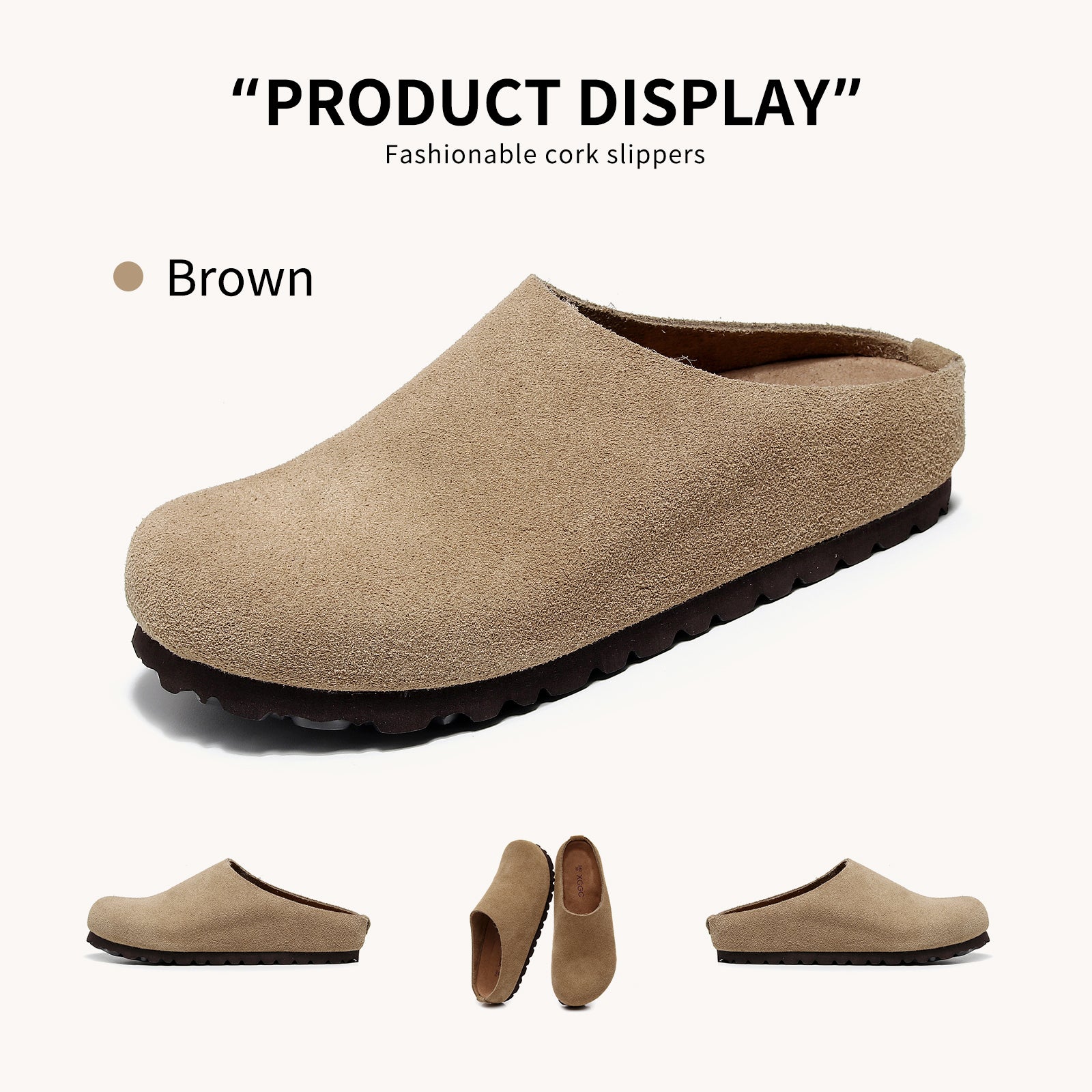 Anti Slip Leather Clogs Cork Footbed Sandals Comfort Mules with Arch Support Slip on Slippers Casual House Slippers