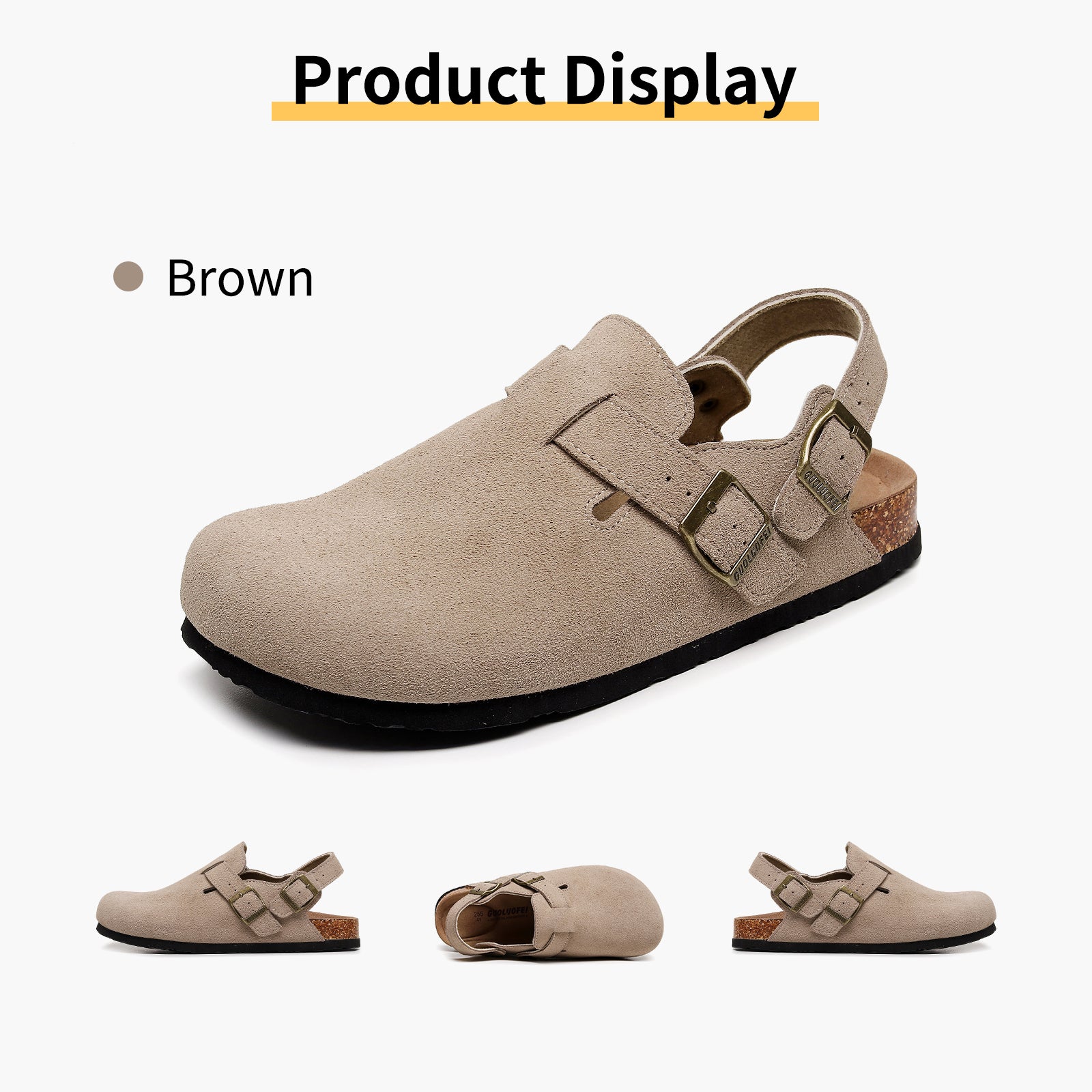 Women's Suede Clogs - Adjustable Slingback Clog Sandal with Buckle, Memory Foam, Wide Widths
