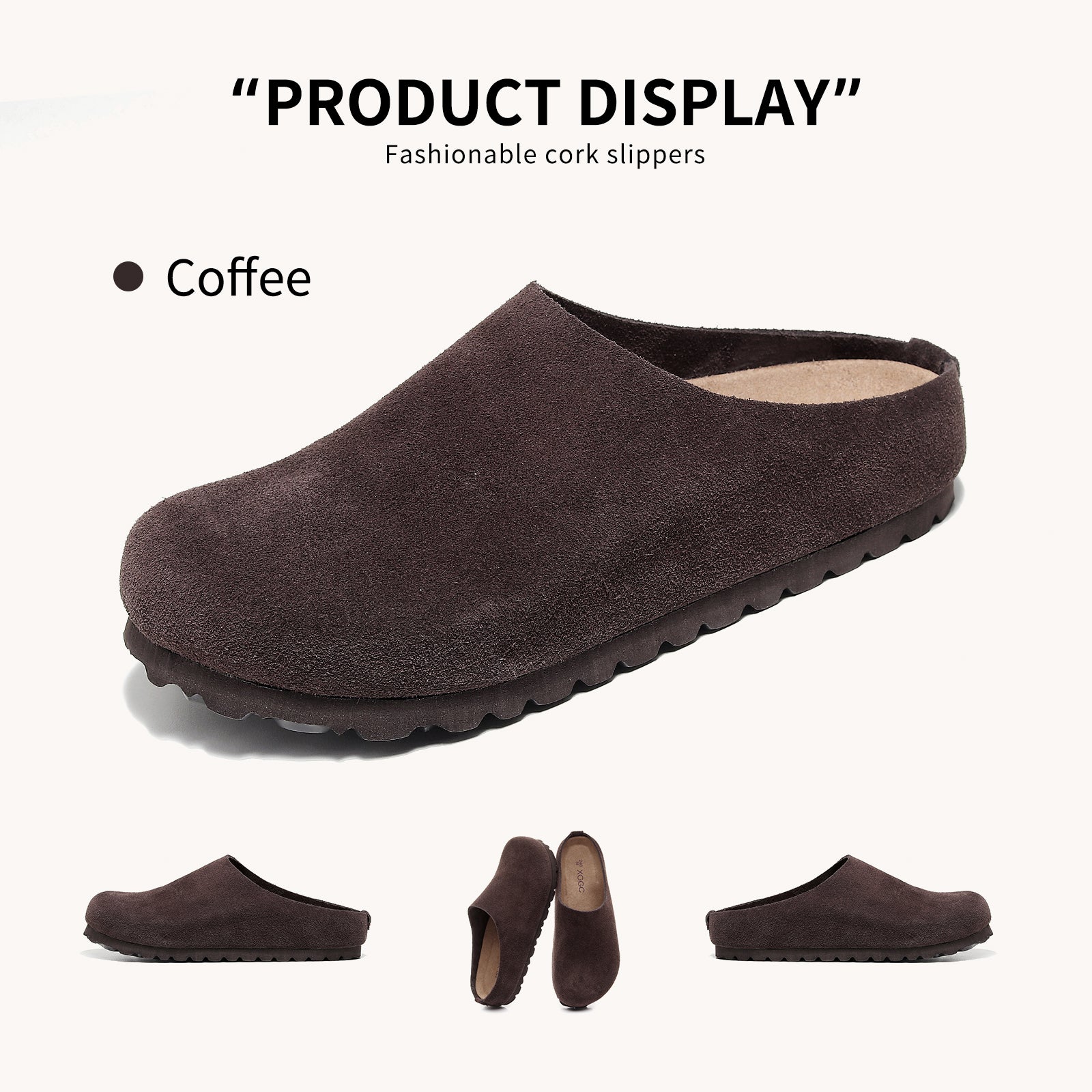 Anti Slip Leather Clogs Cork Footbed Sandals Comfort Mules with Arch Support Slip on Slippers Casual House Slippers