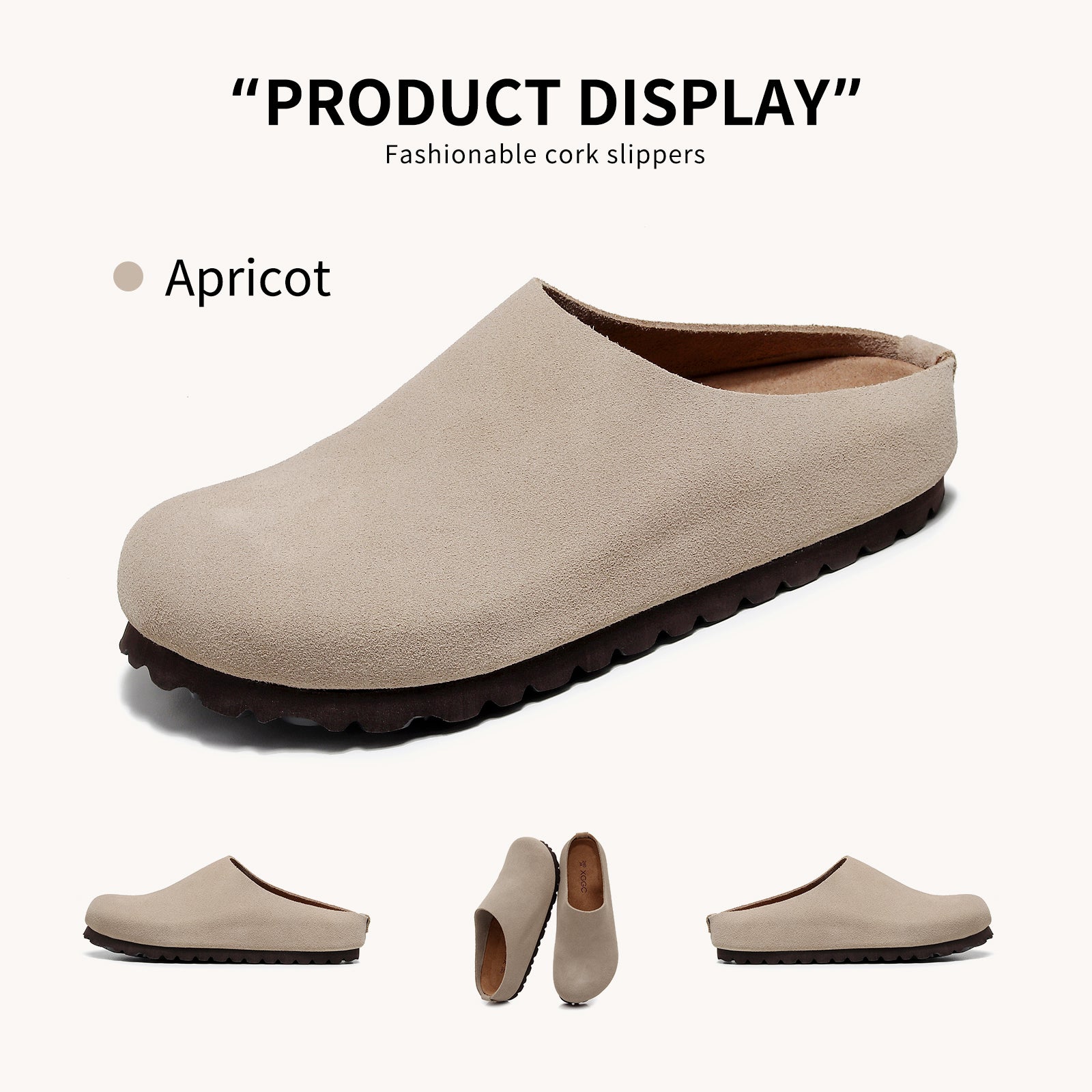 Anti Slip Leather Clogs Cork Footbed Sandals Comfort Mules with Arch Support Slip on Slippers Casual House Slippers