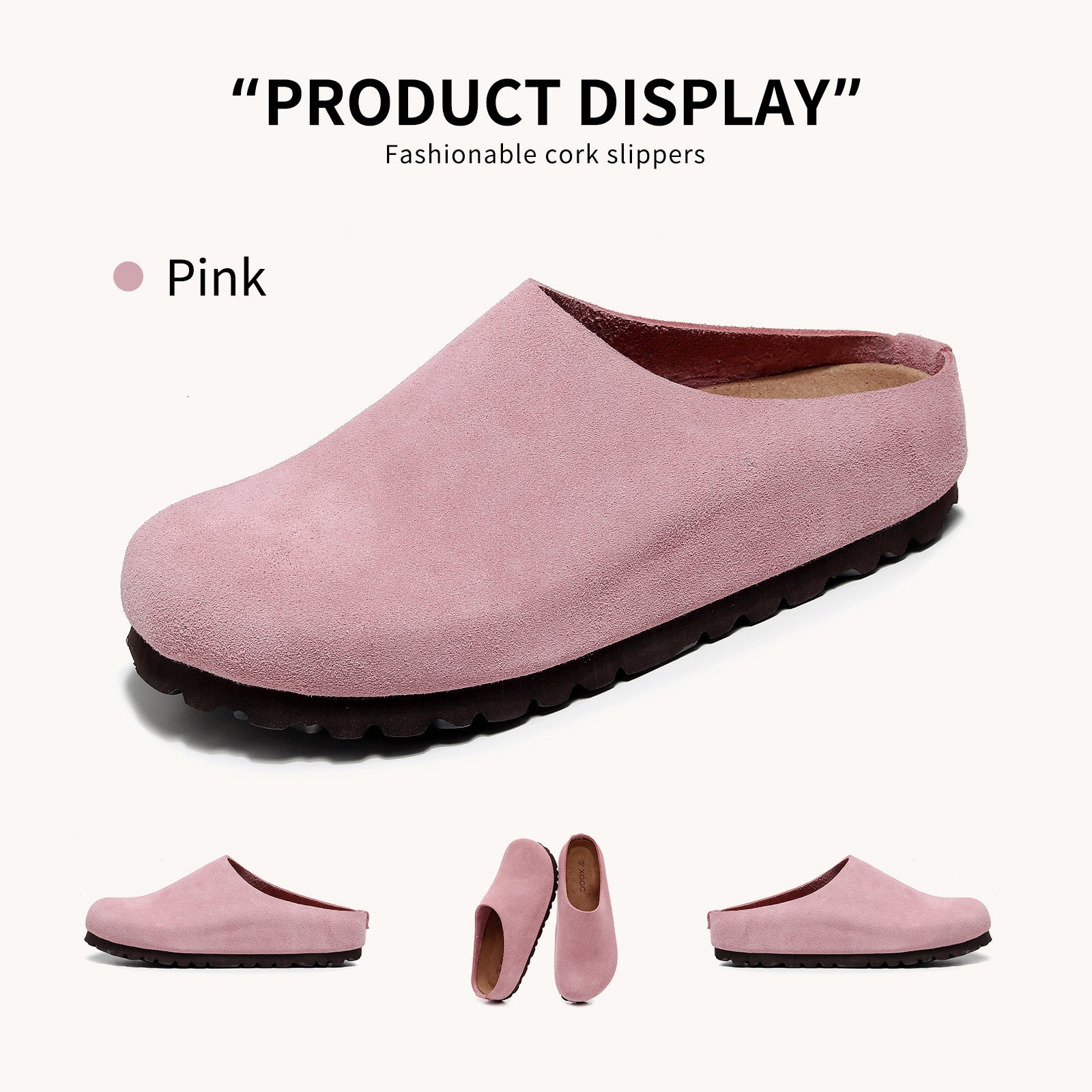 Anti Slip Leather Clogs Cork Footbed Sandals Comfort Mules with Arch Support Slip on Slippers Casual House Slippers